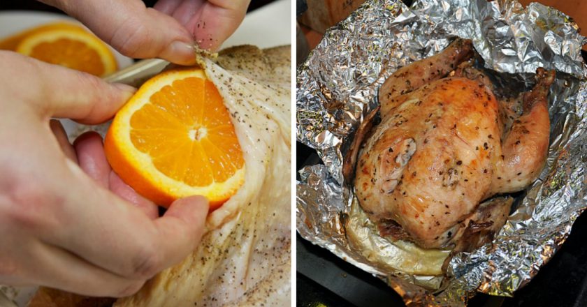 Как запечь курицу в духовке целиком