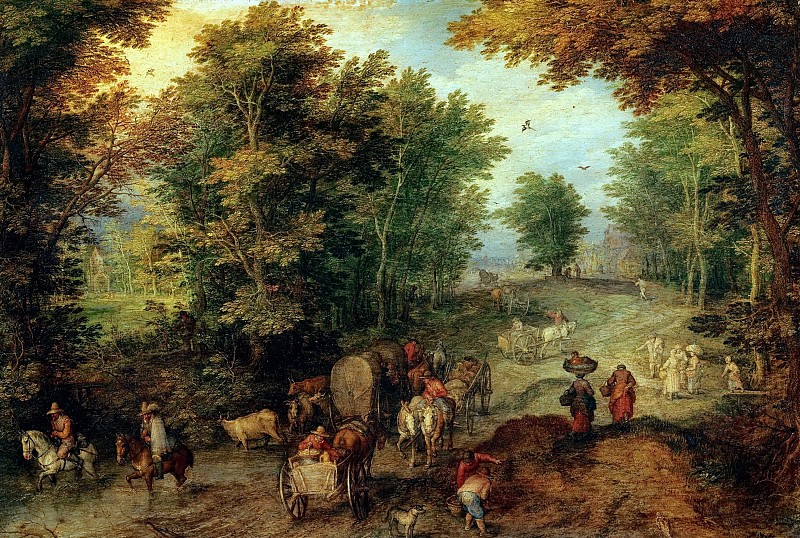 Пейзаж с бродом. 1607. 24х35. Уффици, Флоренция, Автор: Brueghel, Jan The Elder (1568-1625) (Ян Старший (1568-1625) Брейгель)Brueghel, Jan The Elder (1568-1625) (Живопись на Gallerix.ru)