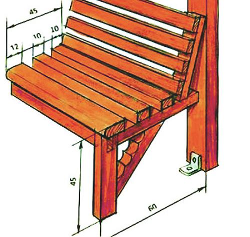 Удобная скамейка для беседки из поликарбоната