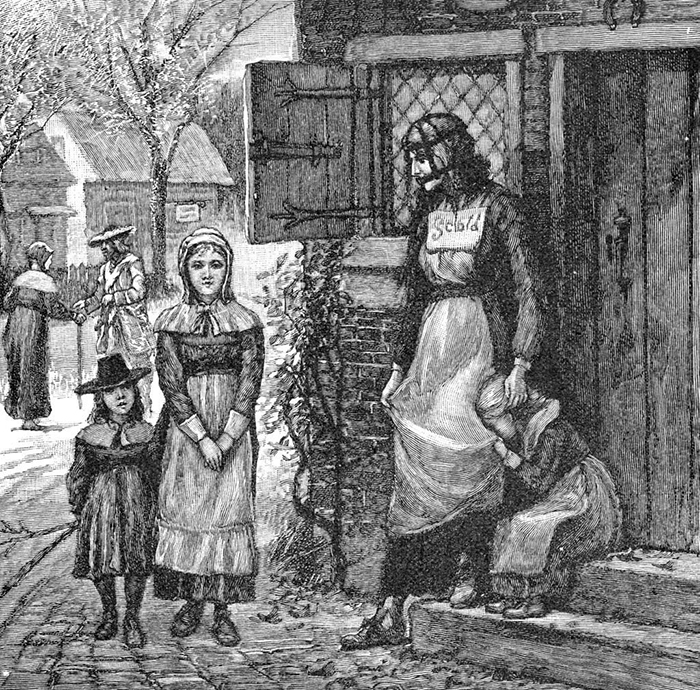 Литография 1885 года. Женщина в маске в Новой Англии. Литография 1885 года. Женщина в маске в Новой Англии.
