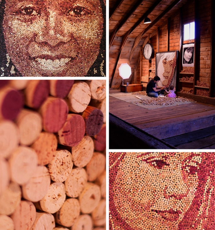 Портреты из винных пробок от Скотт Гандерсен Scott Gundersen