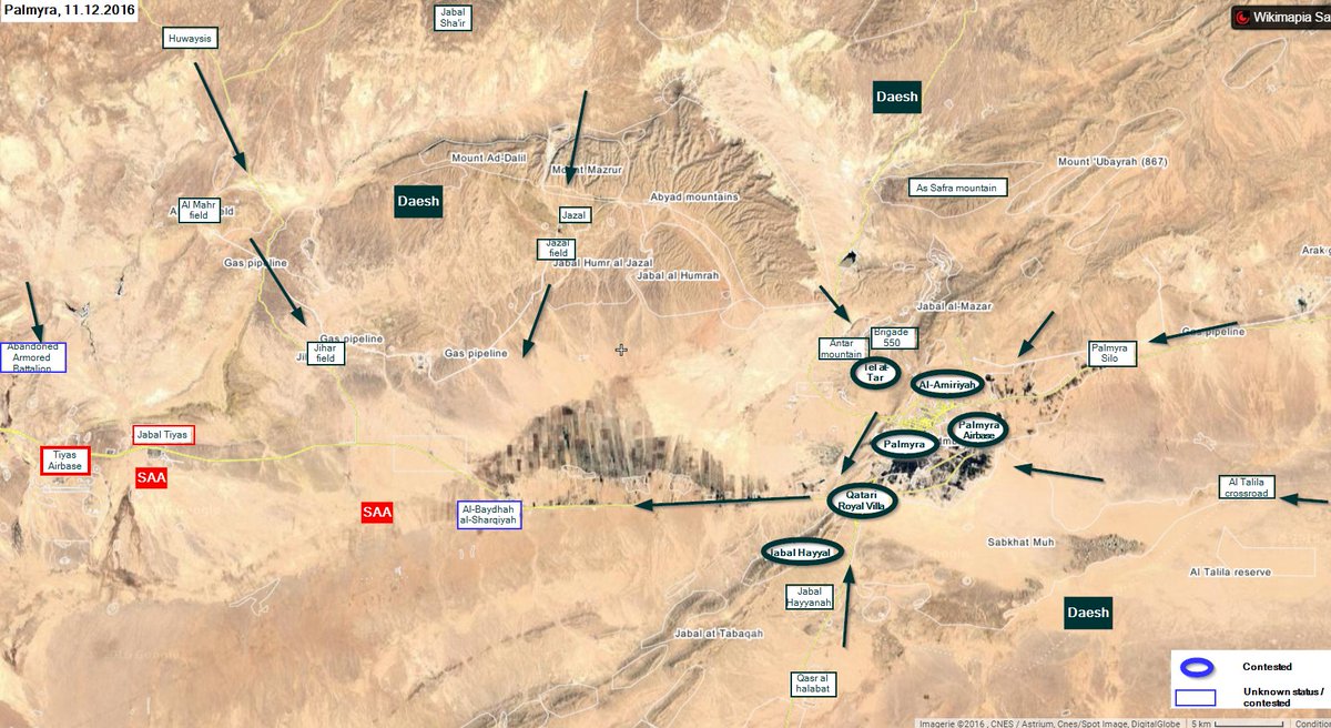 Бои под Пальмирой. Военная обстановка на 12.12.2016, утро