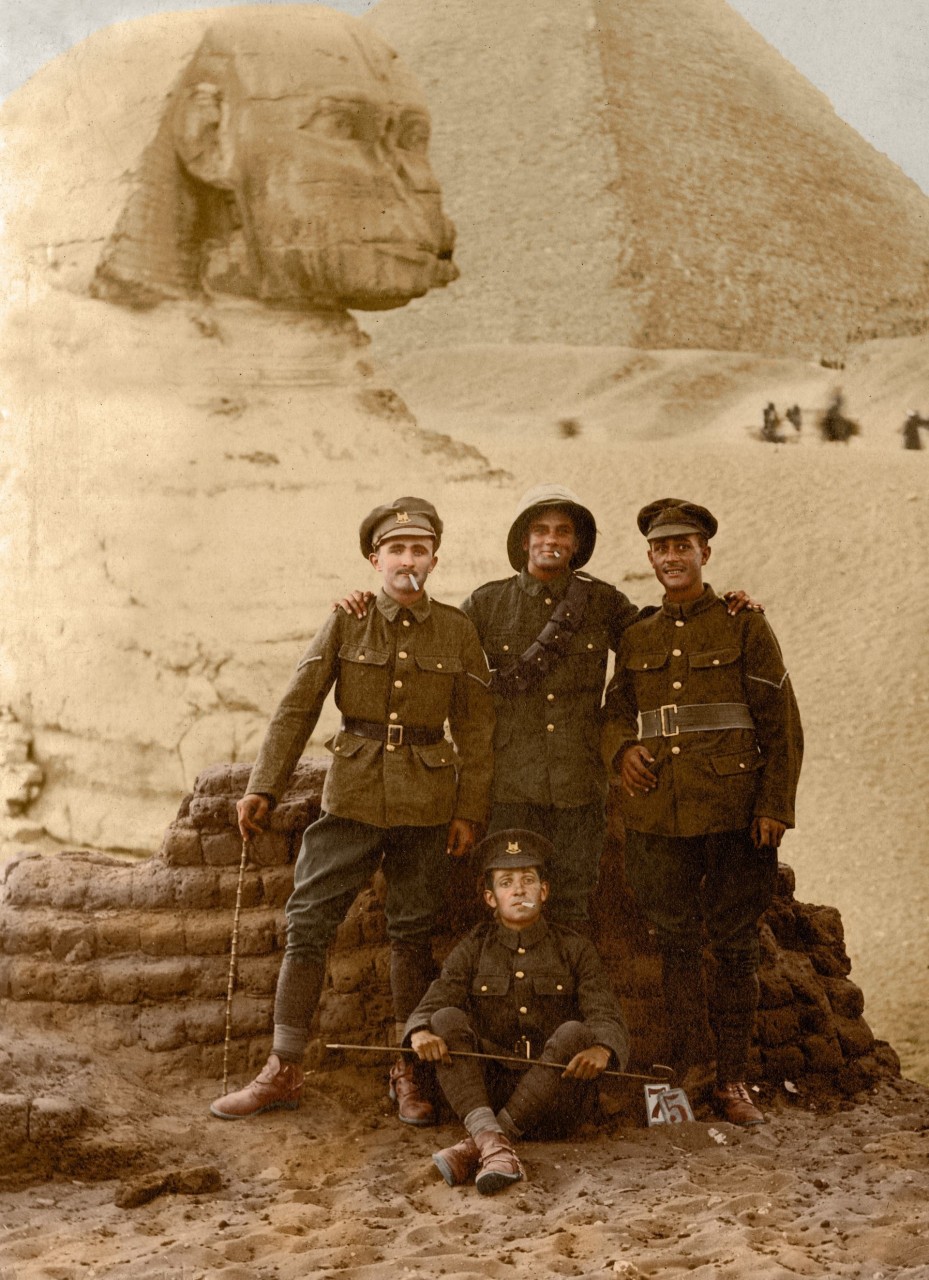 Солдаты Египетской экспедиционной армии архивное фото, колоризация, колоризация фотографий, колоризированные снимки, первая мировая, первая мировая война, фото войны