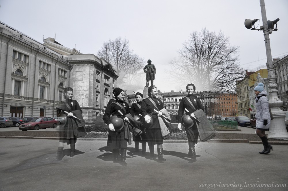 257.Ленинград 1943-2013. Девушки-регулировщицы на Театральной площадиSL. 257.Ленинград 1943-2013. Девушки-регулировщицы на Театральной площадиSL.