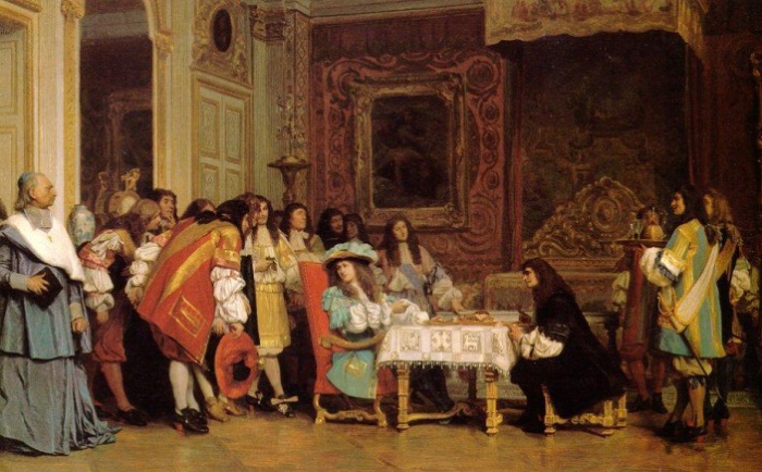 Мольер у Людовика XIV. Жером Жан-Леон, 1863 год. | Фото: artist-gallery.ru. Мольер у Людовика XIV. Жером Жан-Леон, 1863 год. .