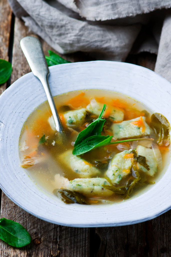 Soup with a sorrel fish. Selective focus. Style rustic