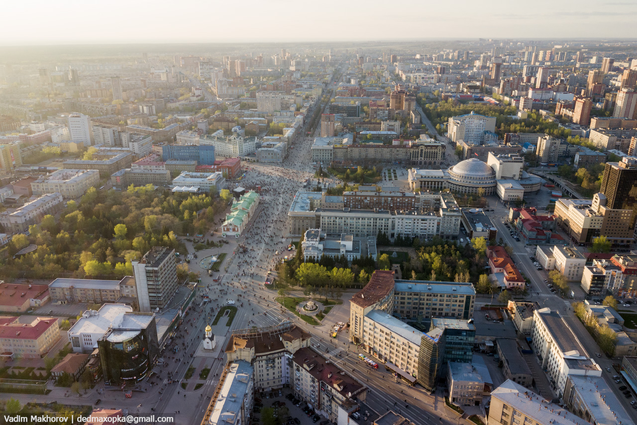 Новосибирск красный проспект с высоты