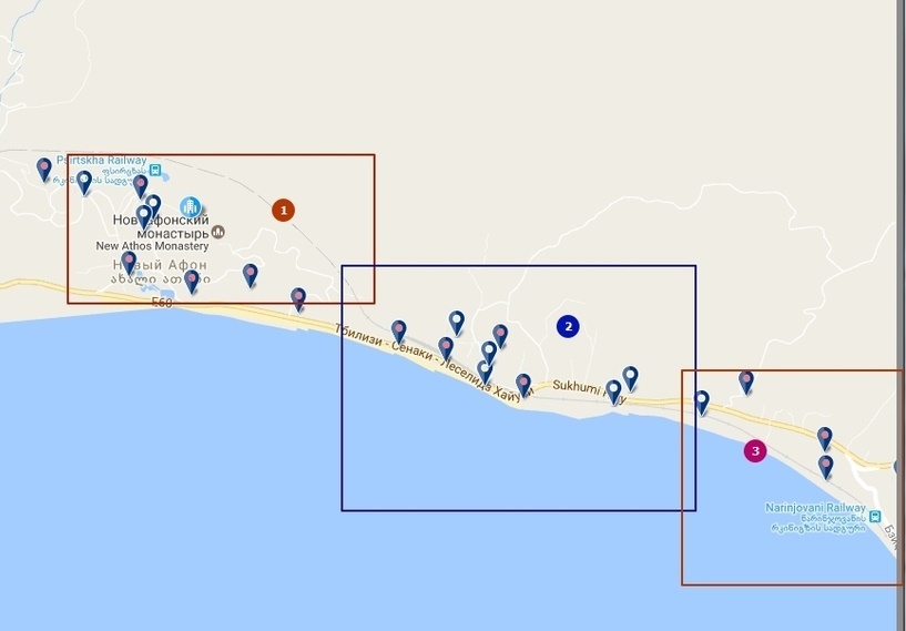Новый афон карта достопримечательностей