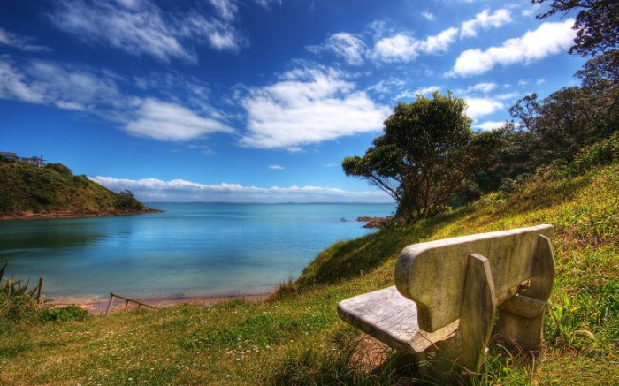 Место для отдыха. Великолепный вид на просторы Новой Зеландии.