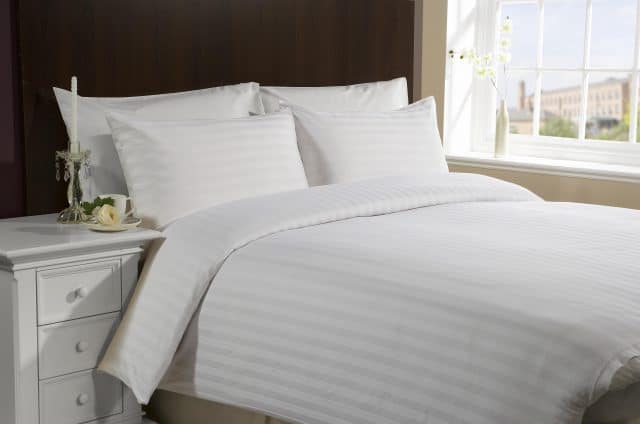 white_satin_stripe_bedding_flame_retardant