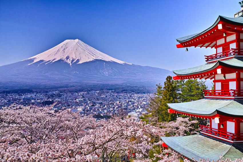 Самый красивый в мире вулкан фудзияма, фудзи, фудзи-сан, япония, вулкан