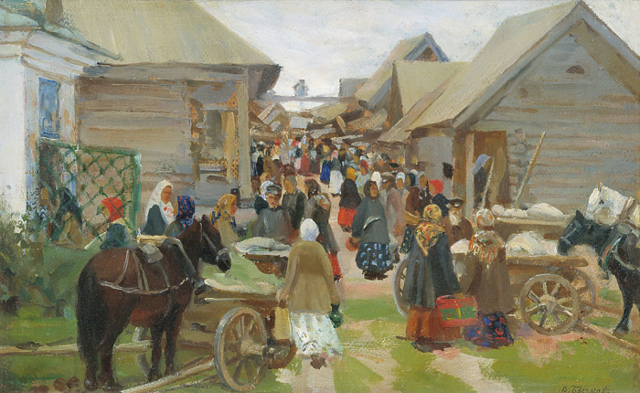 Художник В. Бычков. Деревенский базар./Фото: art-catalog.ru Как «дойти до ручки» и у кого «семь пятниц на неделе»: Занимательные факты об известных фразеологизмах