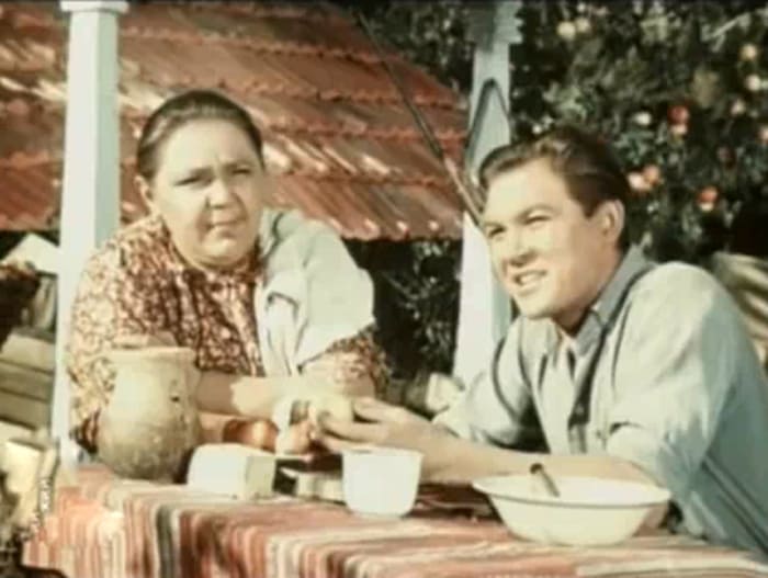 Кадр из фильма *В степи*, 1951 | Фото: kino-teatr.ru «ЛИЦО ВСЕХ МАТЕРЕЙ ВОЙНЫ»: ПОЧЕМУ ВАЛЕНТИНА ТЕЛЕГИНА НЕ ИГРАЛА БОЛЬШИХ РОЛЕЙ В КИНО