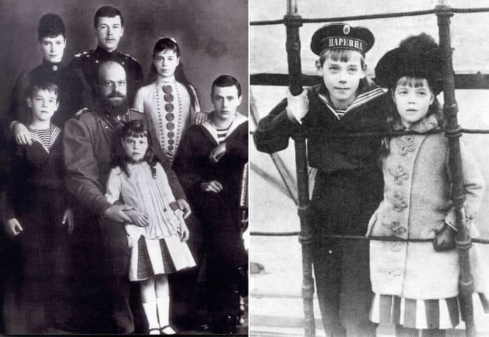 Слева – император Александр III со своей семьей. Справа – Ольга Александровна с братом | Фото: liveinternet.ru Слева – император Александр III со своей семьей. Справа – Ольга Александровна с братом | Фото: liveinternet.ru