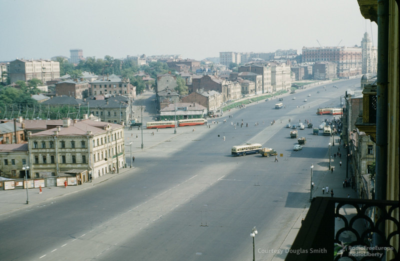 Садовоя-Сухаревская улица. Слева улица Самотечная. Москва. СССР, американцы., архив, фотографии