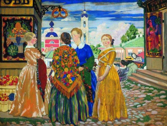 Б. Кустодиев. Купчихи, 1912 Б. Кустодиев. Купчихи, 1912