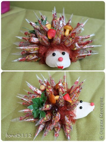 Мастер-класс Свит-дизайн День рождения Ёжик из конфет МК  фото 7