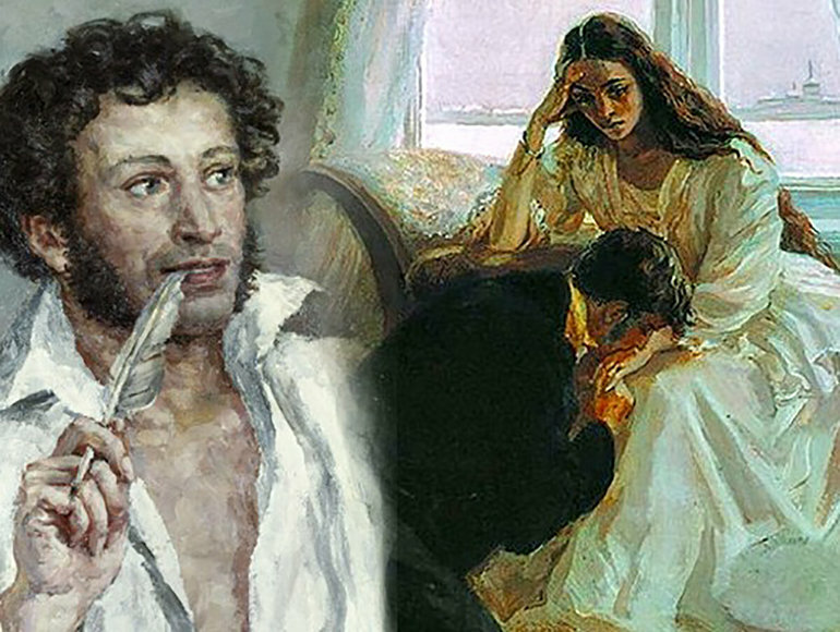 Александр Пушкин, Евгений Онегин и Татьяна Ларина. Коллаж