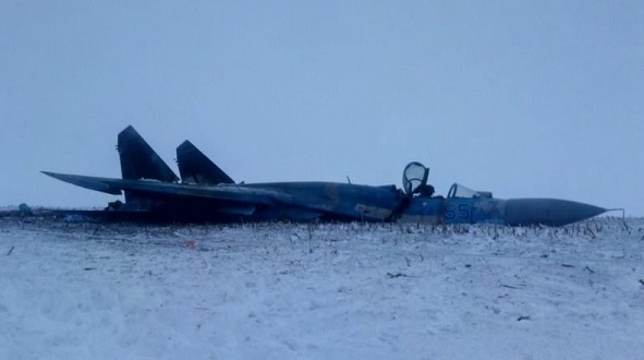 Появились фото разбившегося на Украине Су-27