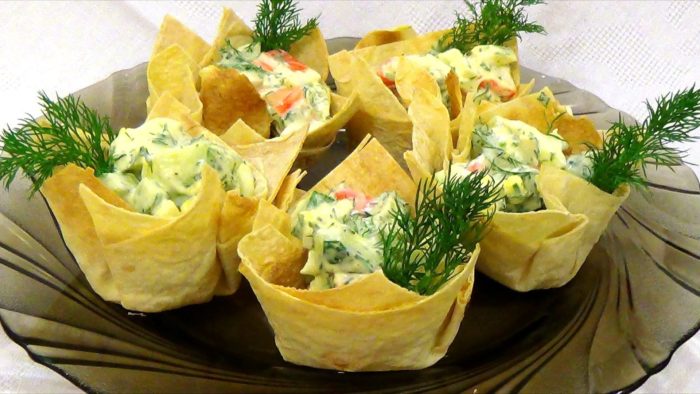 Очень вкусные корзинки из лаваша. Готовятся за пару минут