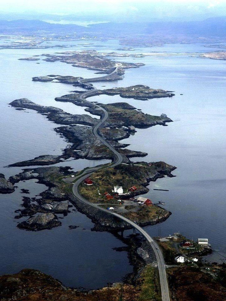 Атлантическая Океаническая дорога в Норвегии дорога, красивые картинки, норвегия, путешествия