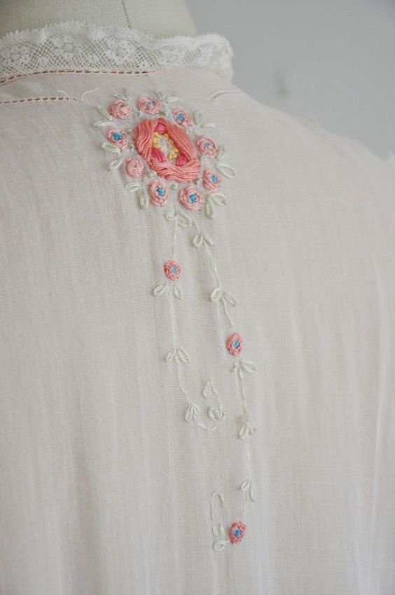 vintage antique 1920s lingerie dress gown / rare 20s pink cotton lace lingerie gown / Fairy Follies. via Etsy.: