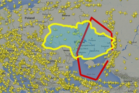 Карта бесполетных зон для самолетов