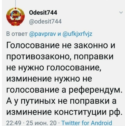 Фактаж по иностранному вмешательству в голосование по поправкам