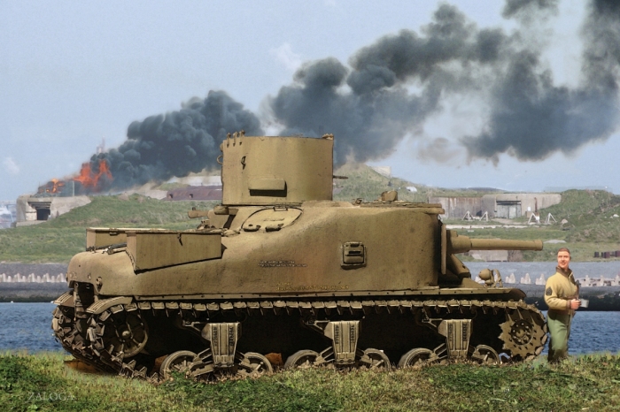 Американский T10 Tractor CDL на берегу Рейна, 1945 год. | Фото: tankandafvnews.com. Американский T10 Tractor CDL на берегу Рейна, 1945 год. | Фото: tankandafvnews.com.