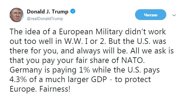 Трамп вновь упрекнул Германию в Трамп вновь упрекнул Германию в