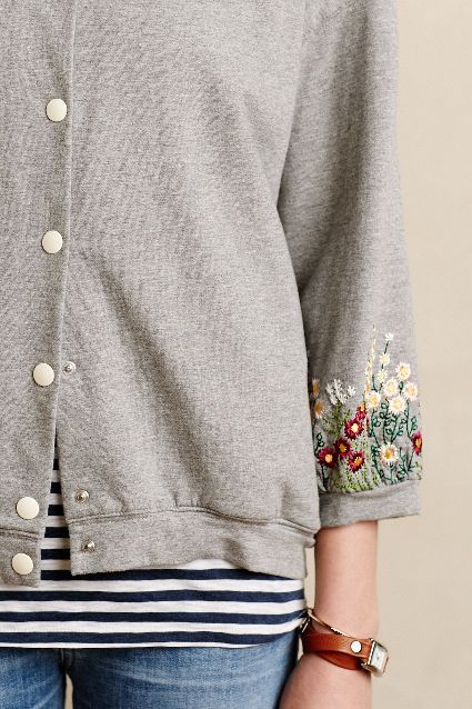 Embroidered Sweatshirt Jacket: