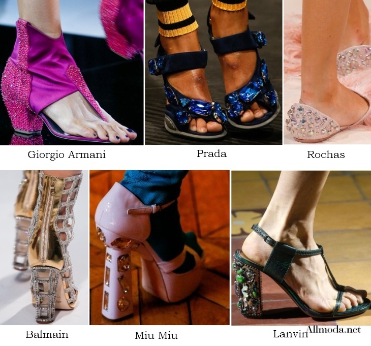 Весенняя обувь 2014 года с камнями и стразами