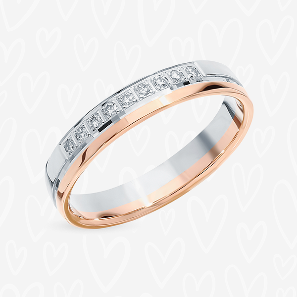 Кольцо «Примосса», розовое и белое золото, бриллианты