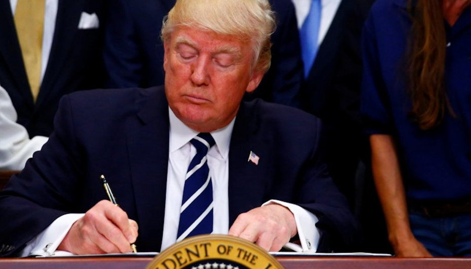This photo shows U.S. President Donald J. Trump as he delivers remarks on