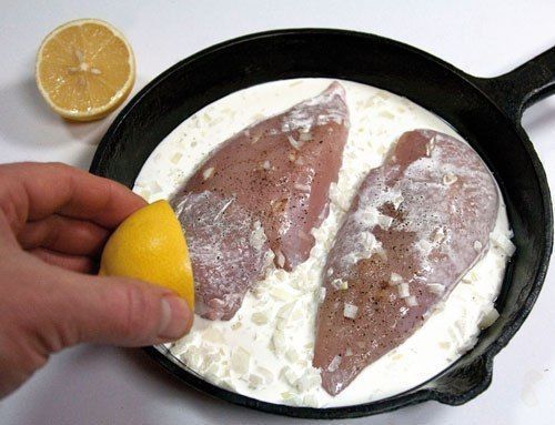 мясо со сливкам и лимоном