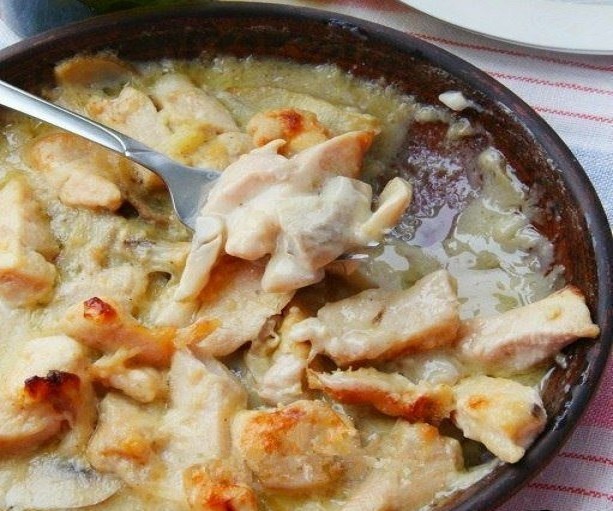 Шикарное блюдо — Куриная грудка в необычном соусе с грибами!