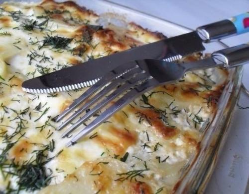 Запеканка картофельная с грибами.