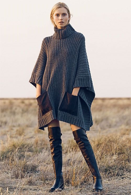 chunky poncho: 