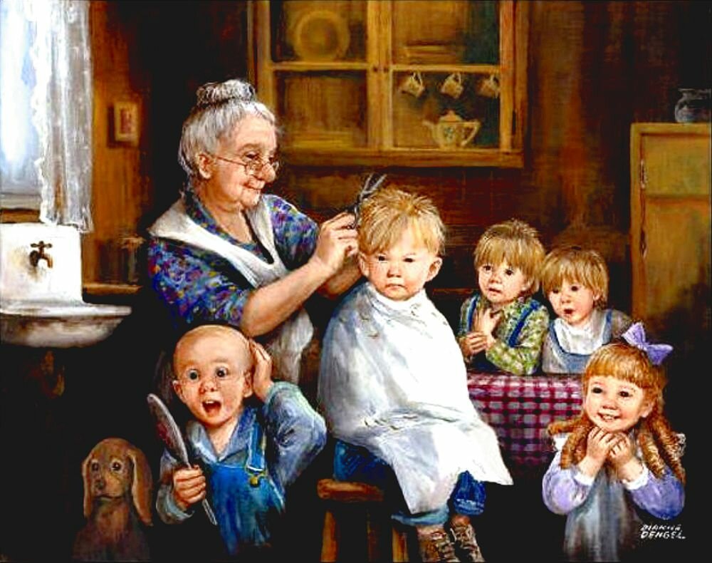 Дайана Дангель. Бабушка с внуками.