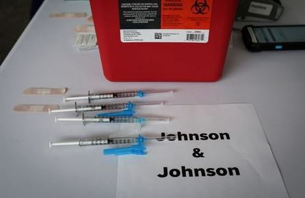 Doses of Johnson & Johnson coronavirus disease (COVID-19) vaccines are seen in a mass vaccination site supported by the federal government at the Miami Dade College North Campus in Miami, Florida, U.S., March 10, 2021. REUTERS/Marco Bello Doses of Johnson & Johnson coronavirus disease (COVID-19) vaccines are seen in a mass vaccination site supported by the federal government at the Miami Dade College North Campus in Miami, Florida, U.S., March 10, 2021. REUTERS/Marco Bello