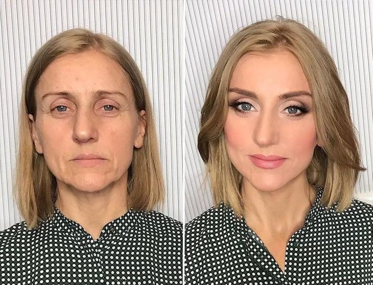 Радикальное преображение женщин при помощи макияжа в стиле 