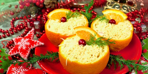 Сырный салат с крабовыми палочками в апельсине: рецепты новогодних салатов