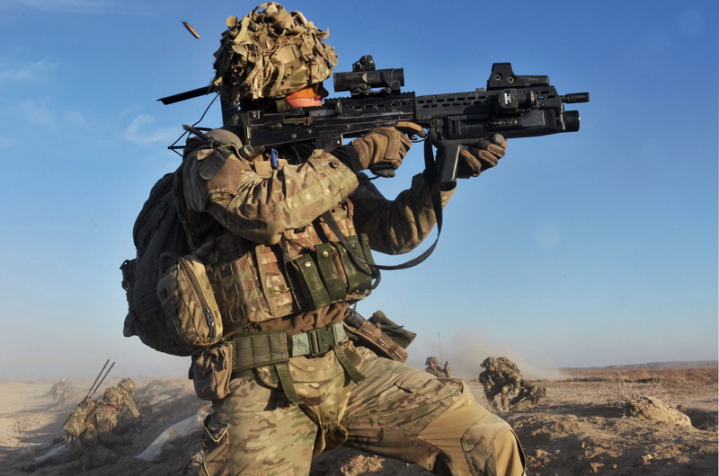 British Army Soldier in Afghanistan Engaging the Enemy