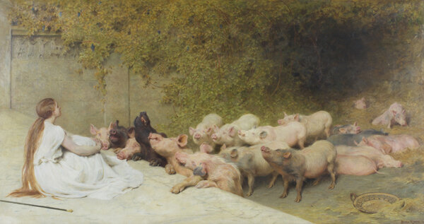 Цирцея со свиньями. Брайтон Ривьер, 1896