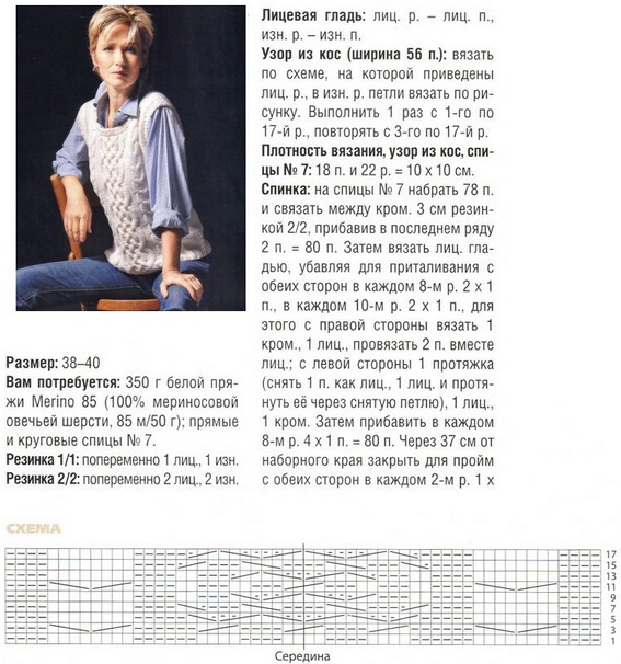 Вязание спицами безрукавки для женщин со схемами для начинающих 4