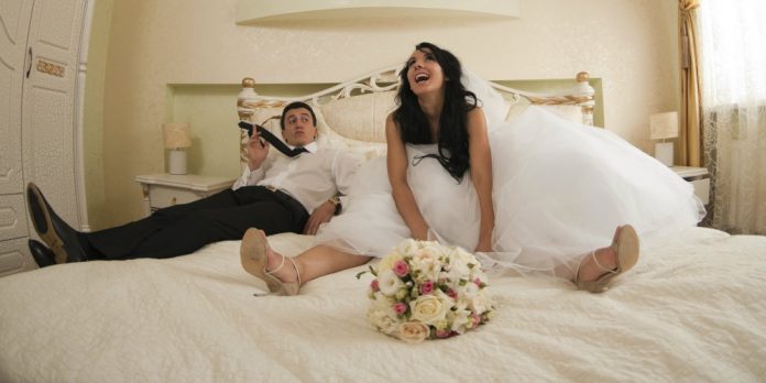 The wife says to her husband on their wedding night that she is a virgin.  But he never thought that she would do it!