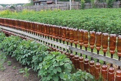 И заборчик симпатичный, и бутылки использованные в дело