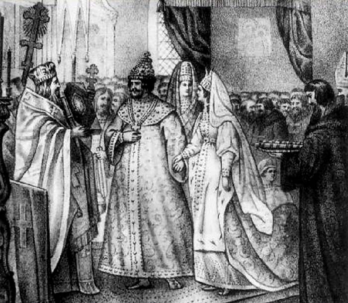 Венчание Ивана III с Софьей Палеолог в 1472 г. Гравюра XIX в Существует ли на самом деле библиотека Ивана Грозного: Таинственная Либерия, которую ищут уже 400 лет