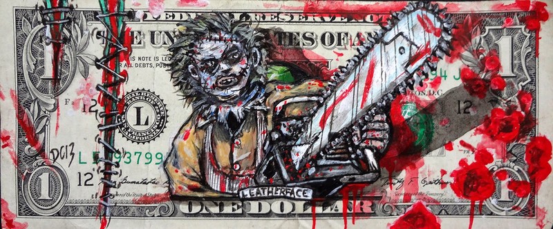Разрисованные доллары доллар, купюра, разрисованный, рисунок