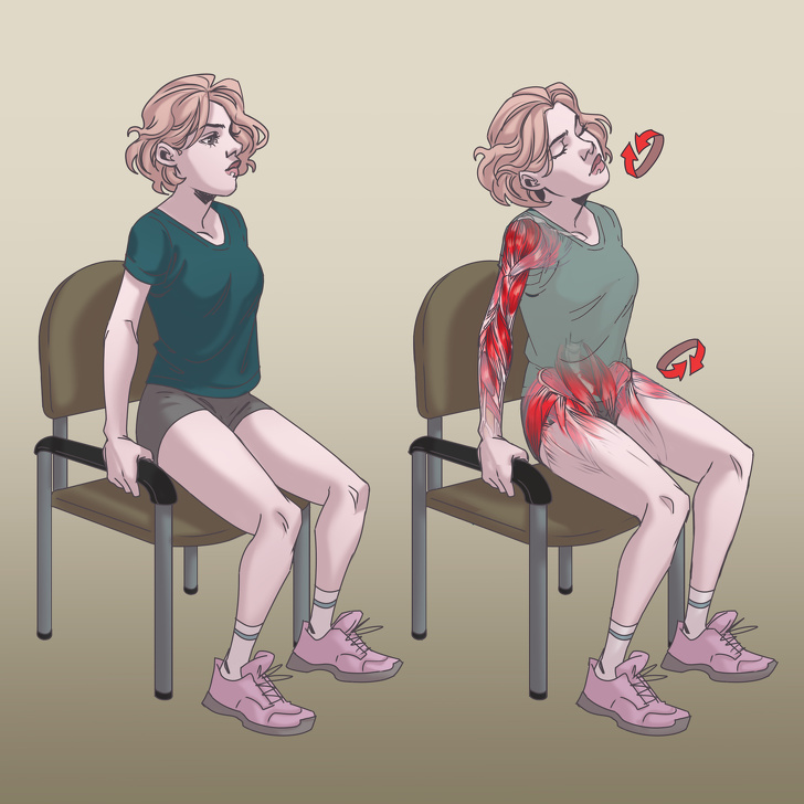 11 упражнений на стуле, которые моментально избавят вас от боли в шее, спине и плечах